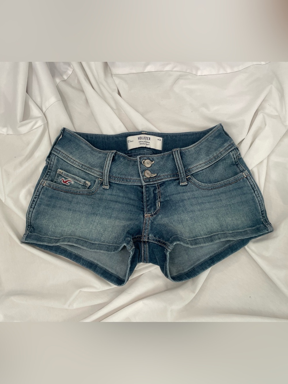 Hollister Faded Blue Low-Rise Denim Shorts